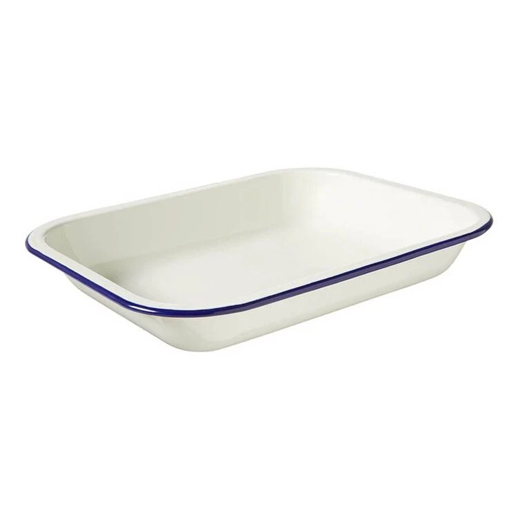 Enamel Oblong Pie Dish - Blue 5 Enamel Oblong Pie Dish - Blue - Image 5