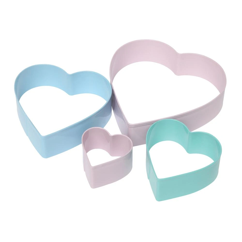 Heart Cookie Cutters Set Of 4 - Green/Pink/Blue 1 Heart Cookie Cutters Set Of 4 - Green/Pink/Blue