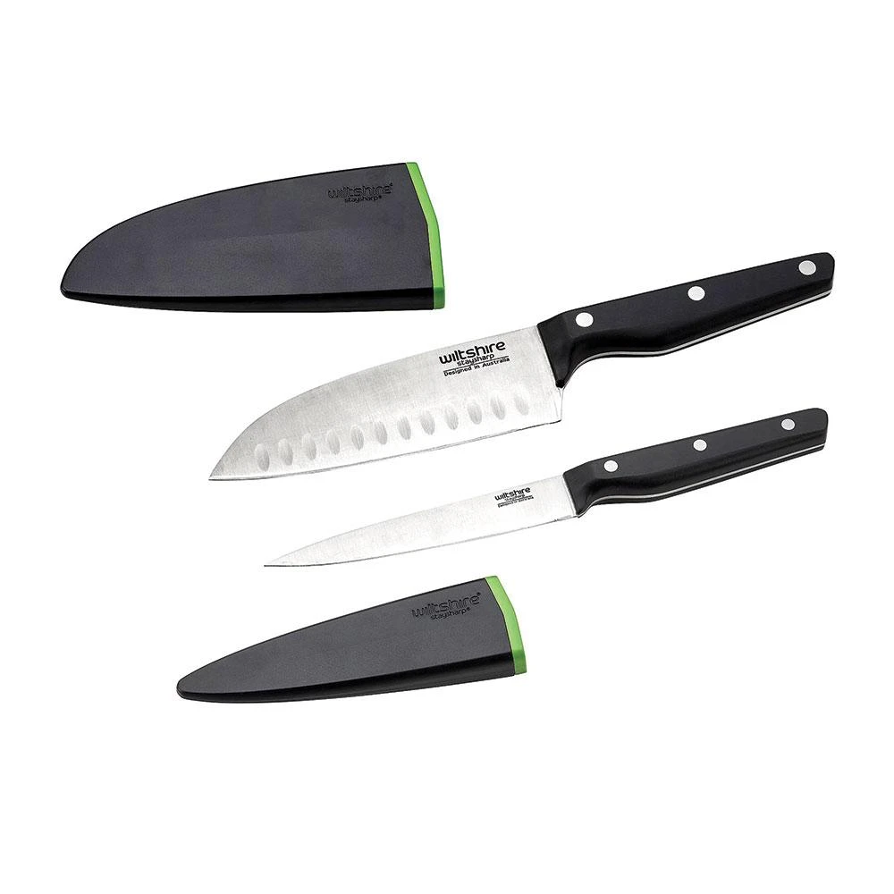 Staysharp Triple Rivet Duo Set Santoku & Utility Knife 2 Piece 1 Staysharp Triple Rivet Duo Set Santoku & Utility Knife 2 Piece