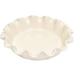 Emile Henry Ruffled Heart Ceramic Cake Dish Clay