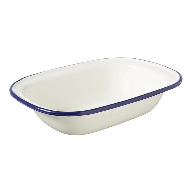 Enamel Oblong Pie Dish - Blue 3 Enamel Oblong Pie Dish - Blue - Image 3