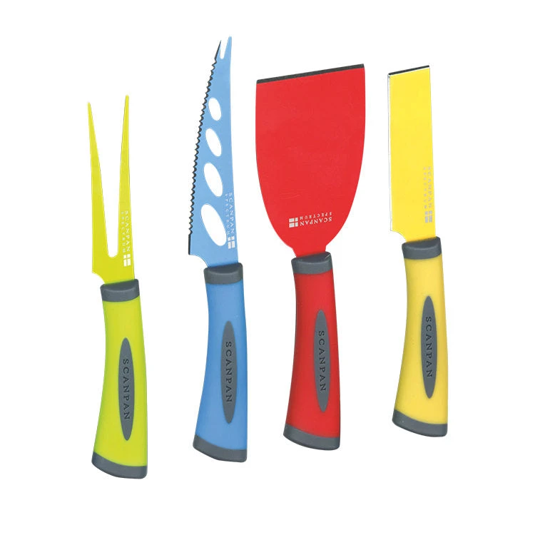 Scanpan Spectrum 4pc Cheese Knife Set Coloured/Grey 2 Scanpan Spectrum 4pc Cheese Knife Set Coloured/Grey - Image 2