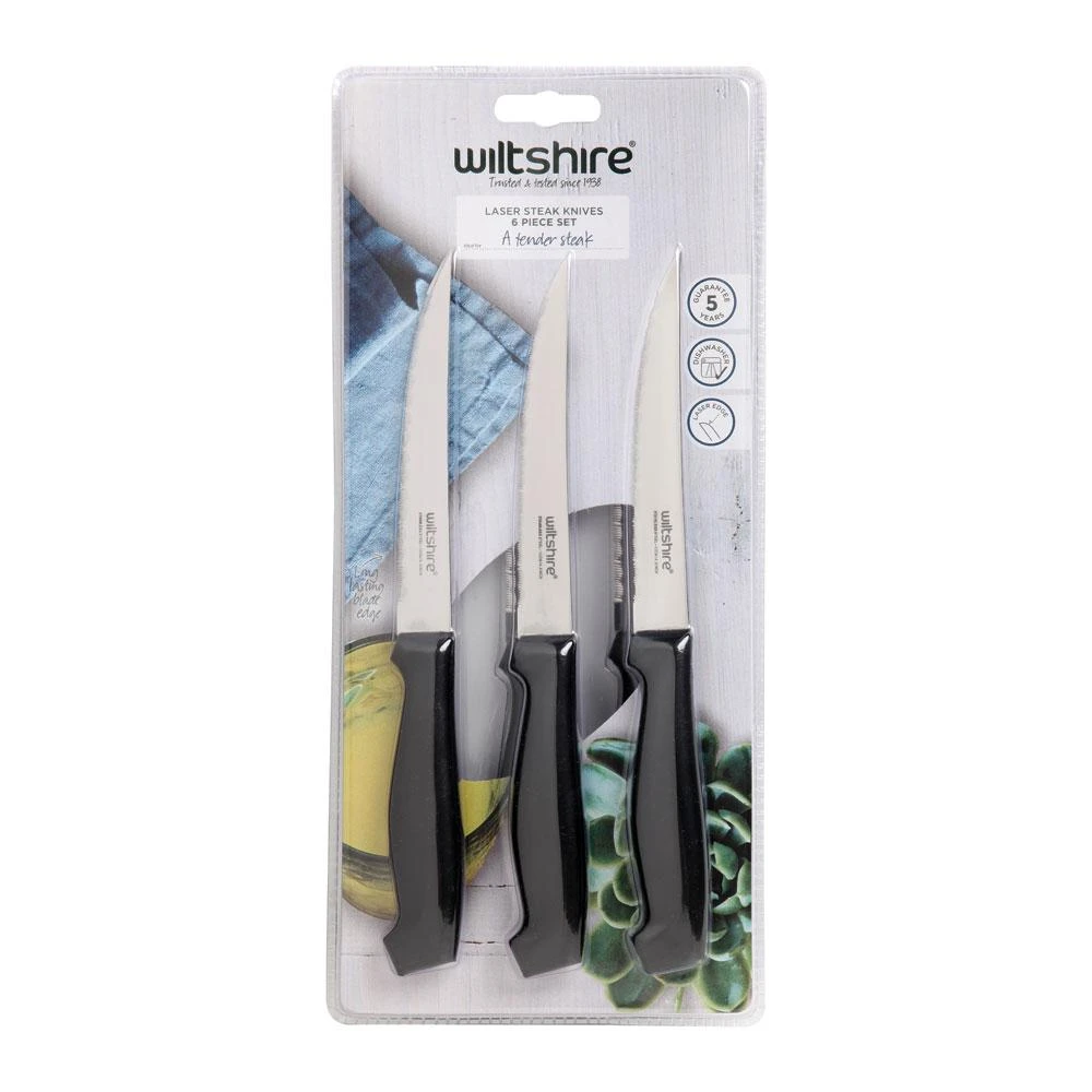 Laser Steak Knife 6 Piece Black 3 Laser Steak Knife 6 Piece Black - Image 3